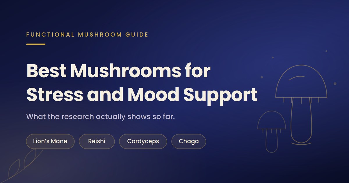 Best mushrooms for stress and mood support — lion's mane, reishi, cordyceps, and chaga